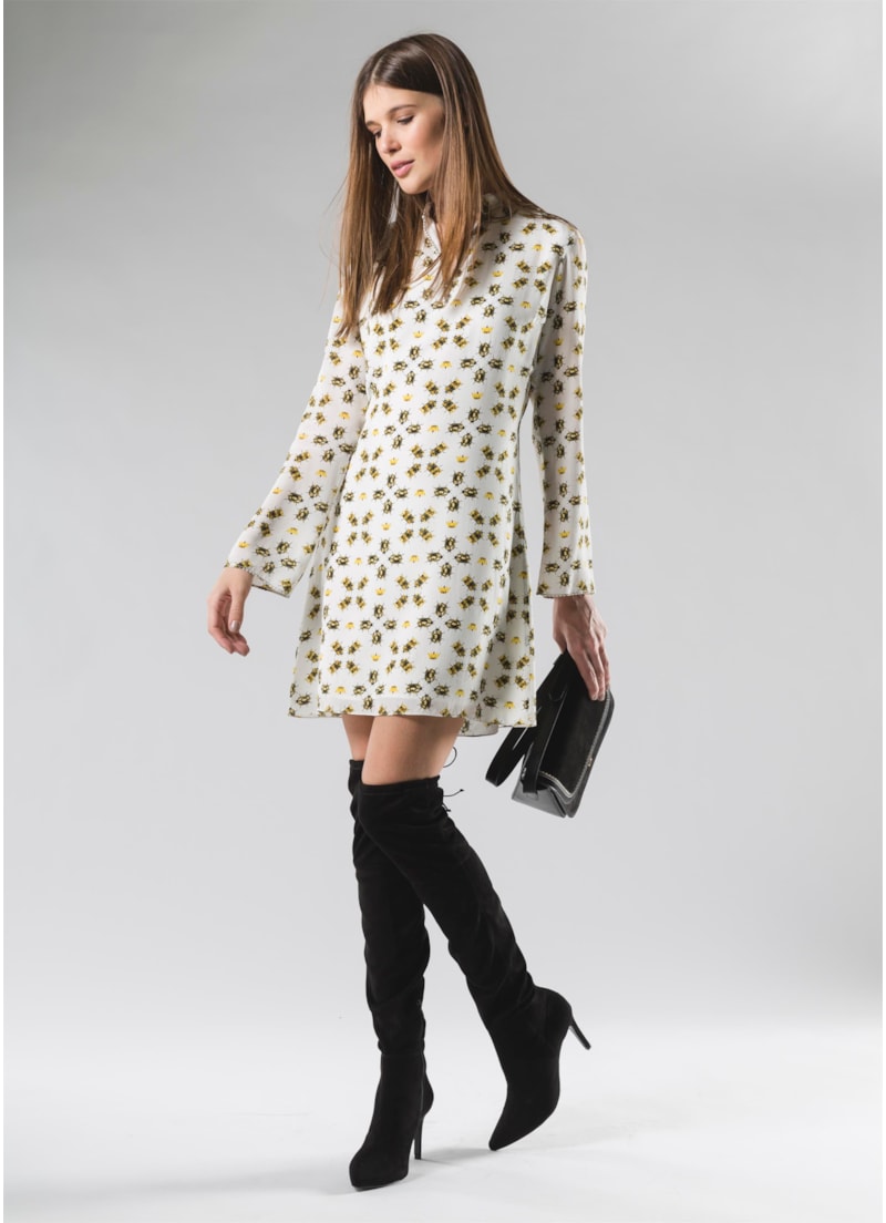 Vestido Curto Seda Iphone Besouro Estampado