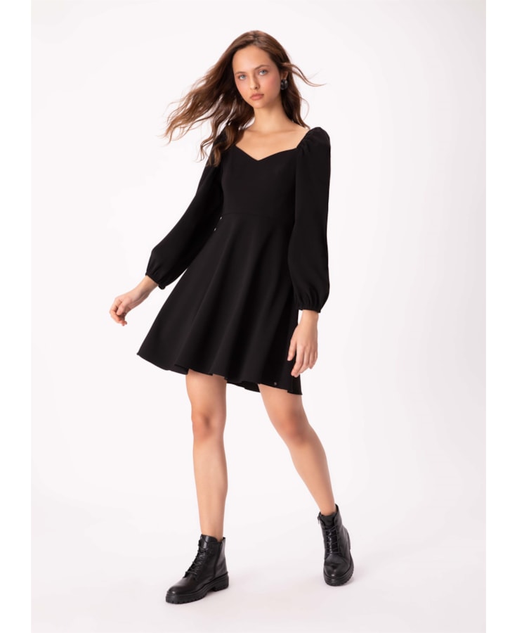 Vestido Decote Alfa Preto
