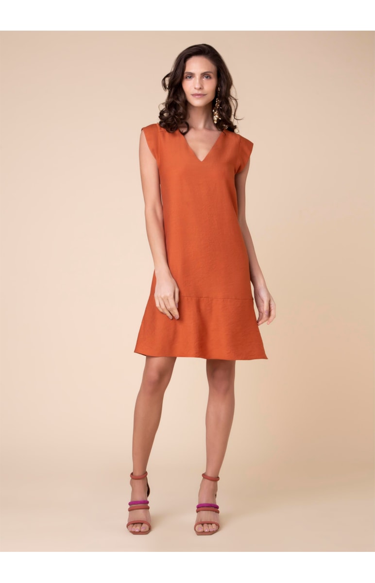 Vestido Decote v Telha