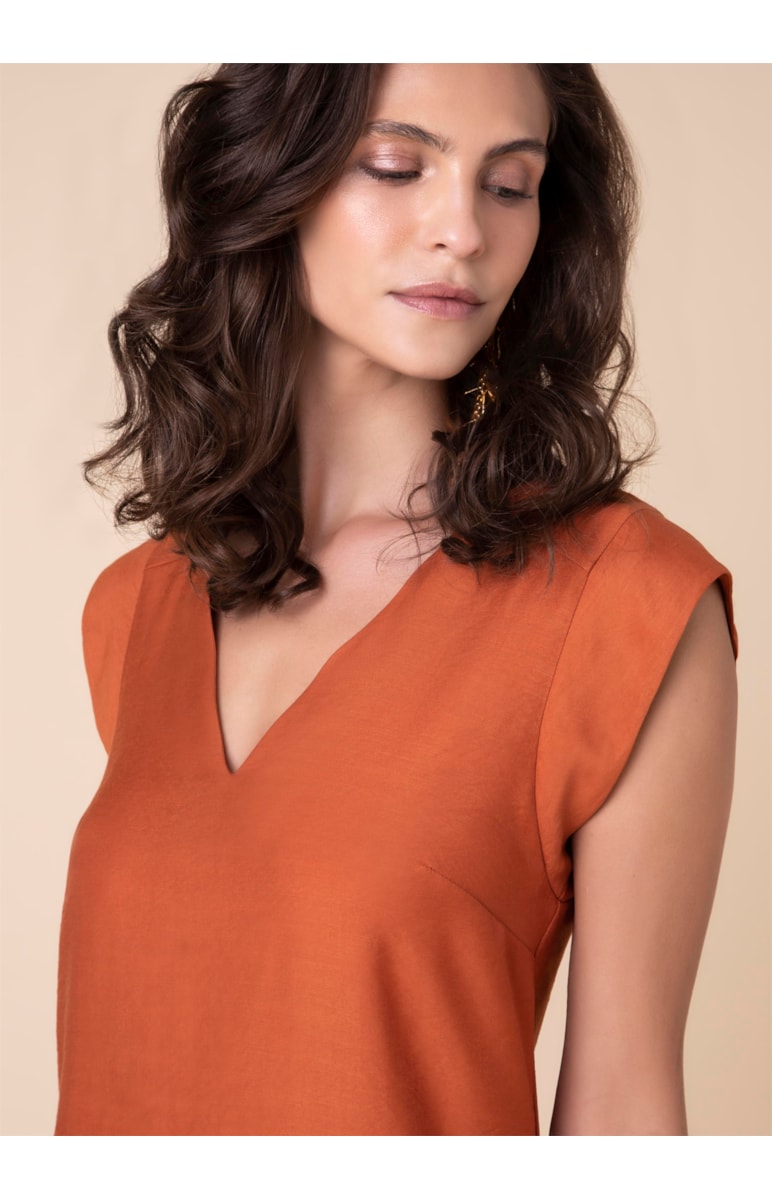 Vestido Decote v Telha