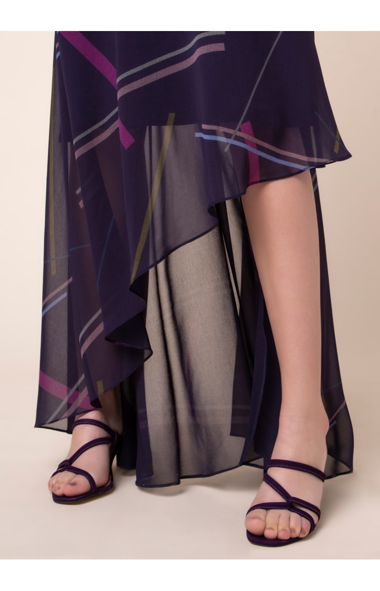 Vestido Eletric Stripes Est. Fundo Berinjela