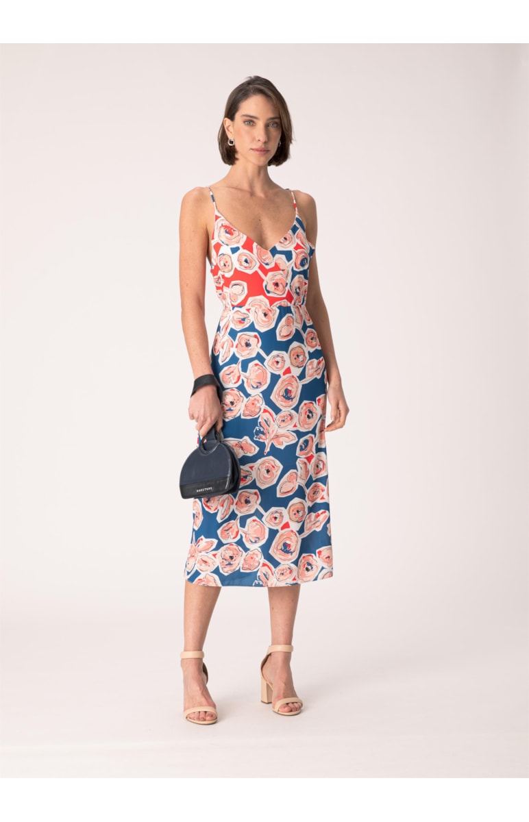 Vestido Flores Recortes Patch Estampado