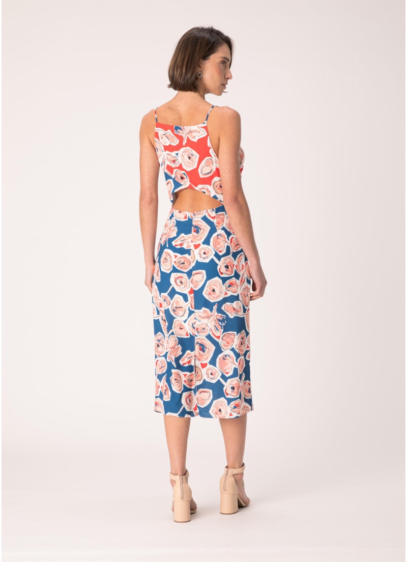 Vestido Flores Recortes Patch Estampado