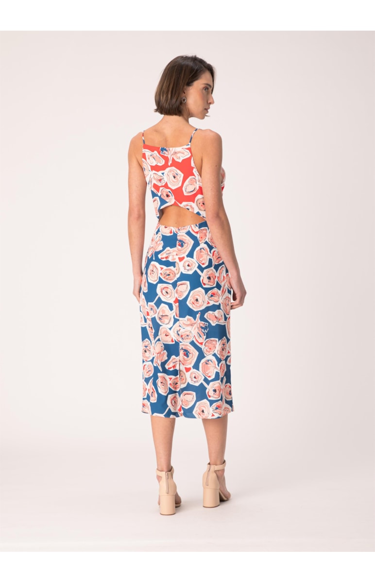 Vestido Flores Recortes Patch Estampado