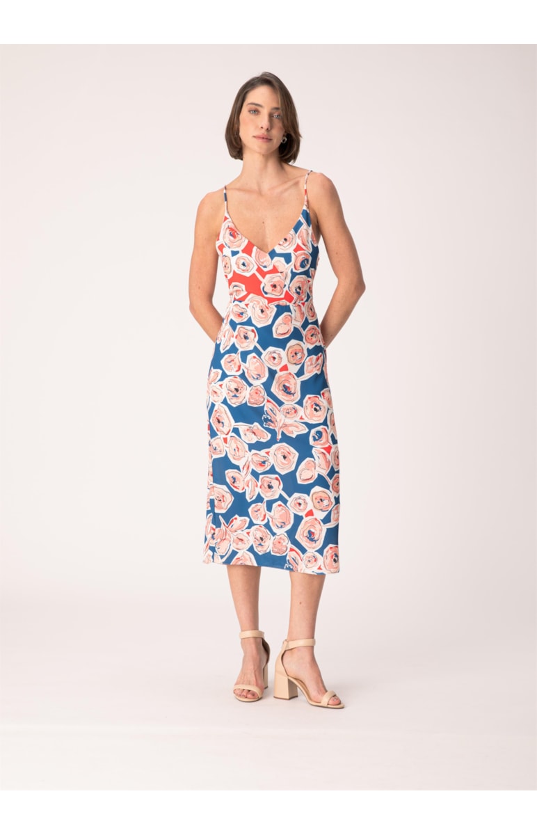 Vestido Flores Recortes Patch Estampado