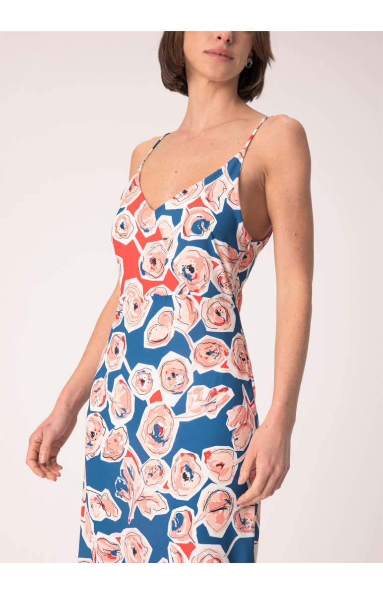 Vestido Flores Recortes Patch Estampado