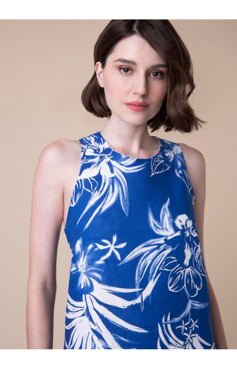 Vestido Folhagem Blue Estampado