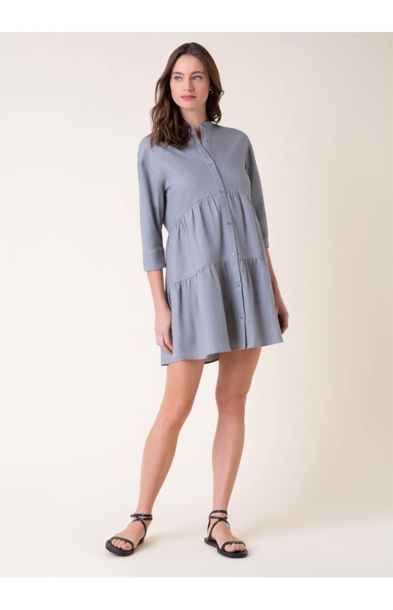 Vestido Heavy Linho Cinza Claro
