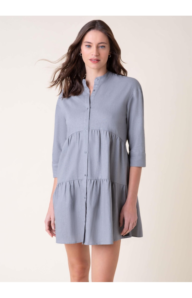 Vestido Heavy Linho Cinza Claro