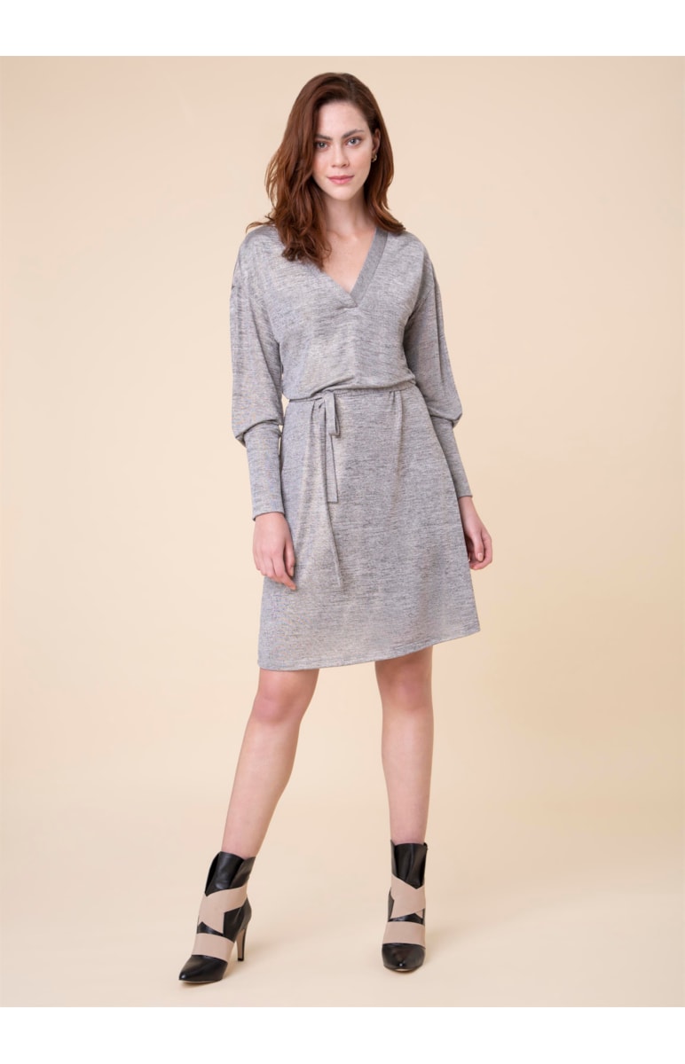 Vestido Jersey Cinza Mescla