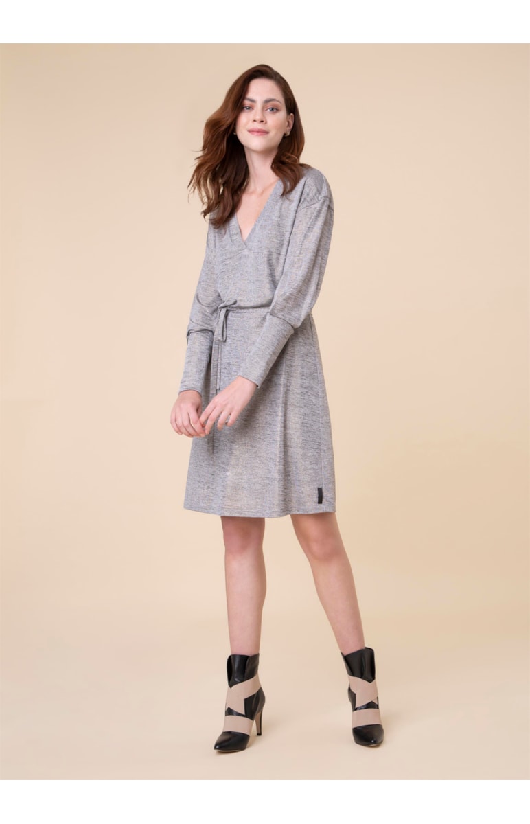 Vestido Jersey Cinza Mescla