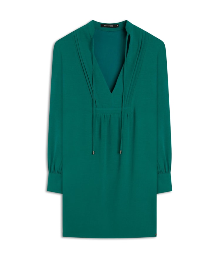 Vestido Light Touch Decote Bata Verde Bandeira