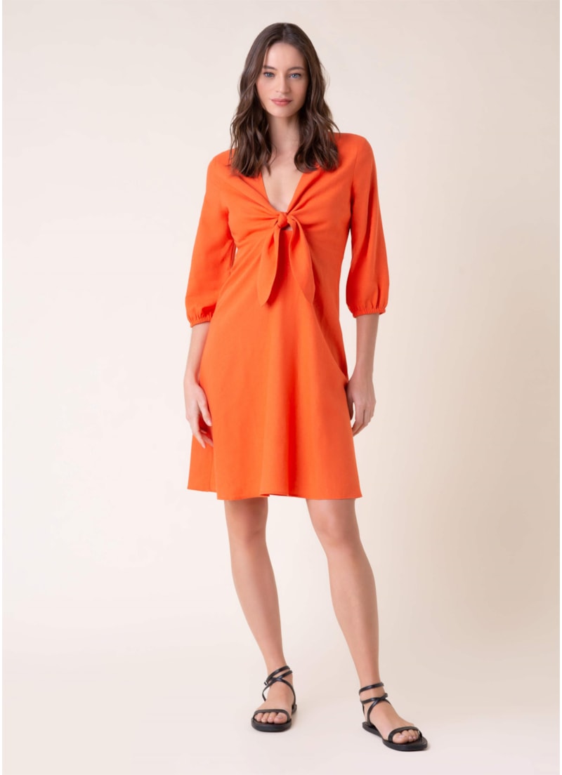 Vestido Linho Curto Laranja