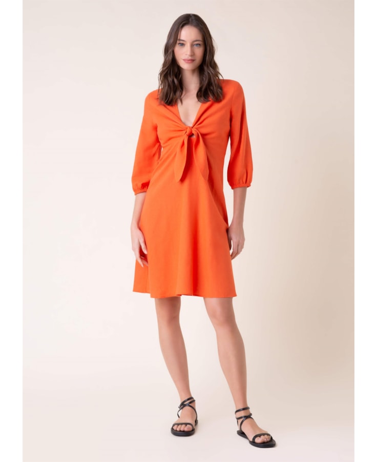 Vestido Linho Curto Laranja