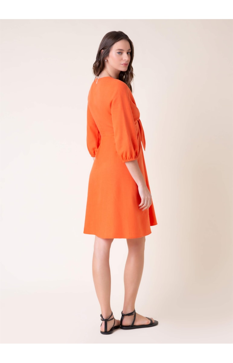 Vestido Linho Curto Laranja