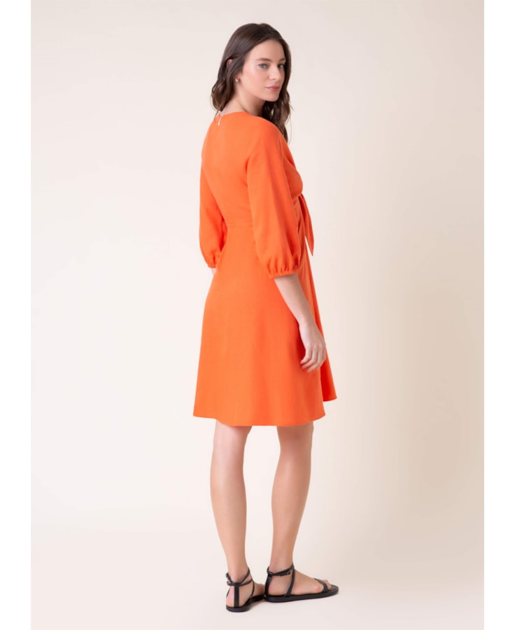 Vestido Linho Curto Laranja