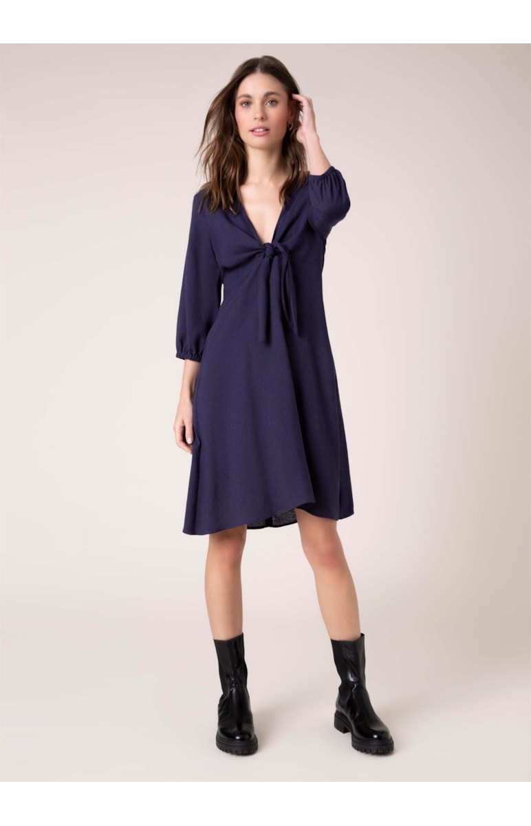 Vestido Linho Curto Marinho