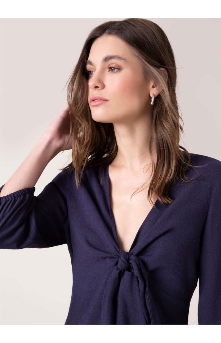 Vestido Linho Curto Marinho