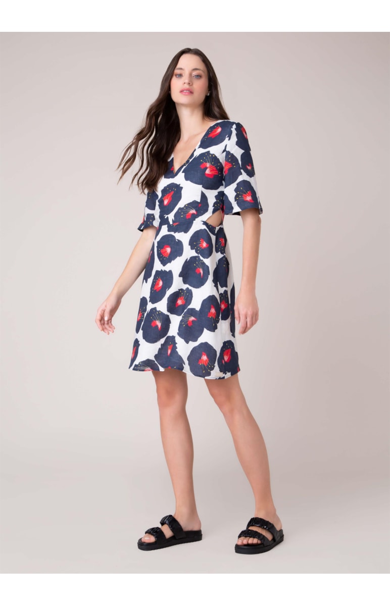Vestido Linho Flower Bege