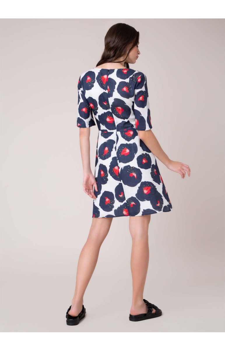 Vestido Linho Flower Bege