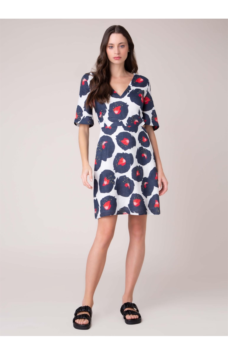 Vestido Linho Flower Bege