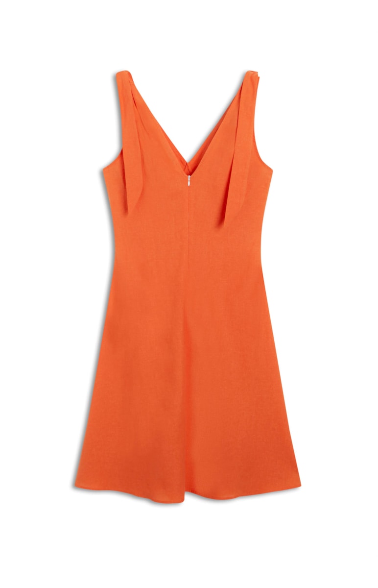 Vestido Linho Midi Laranja