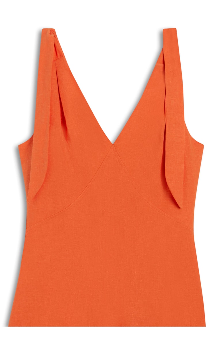 Vestido Linho Midi Laranja
