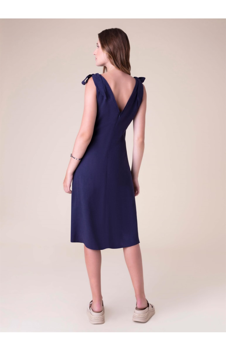 Vestido Linho Midi Marinho