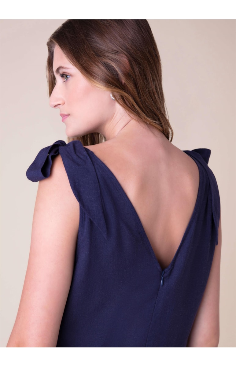 Vestido Linho Midi Marinho