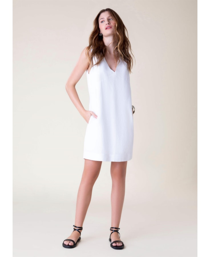 Vestido Linho Stripes Branco