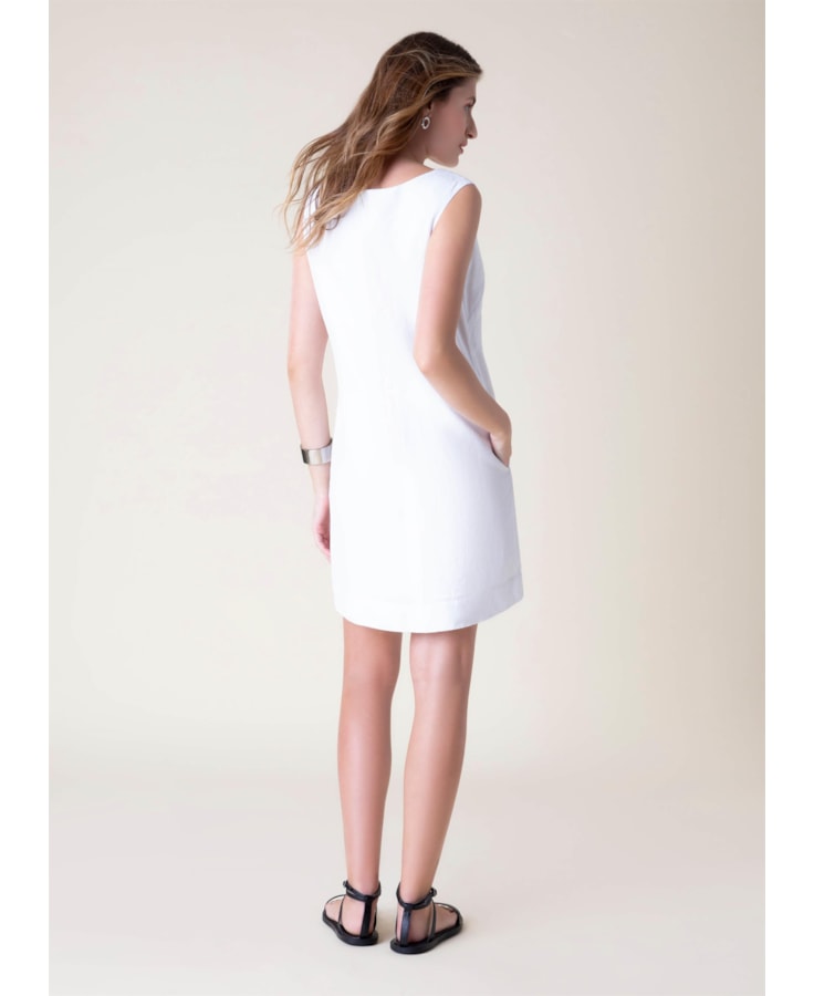 Vestido Linho Stripes Branco