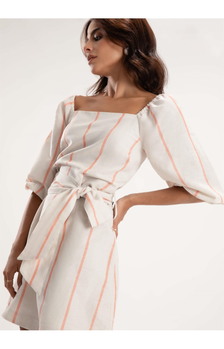 Vestido Linho Summer Stripes Natural