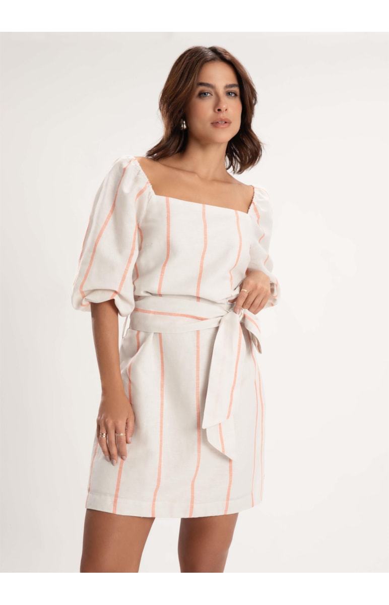 Vestido Linho Summer Stripes Natural