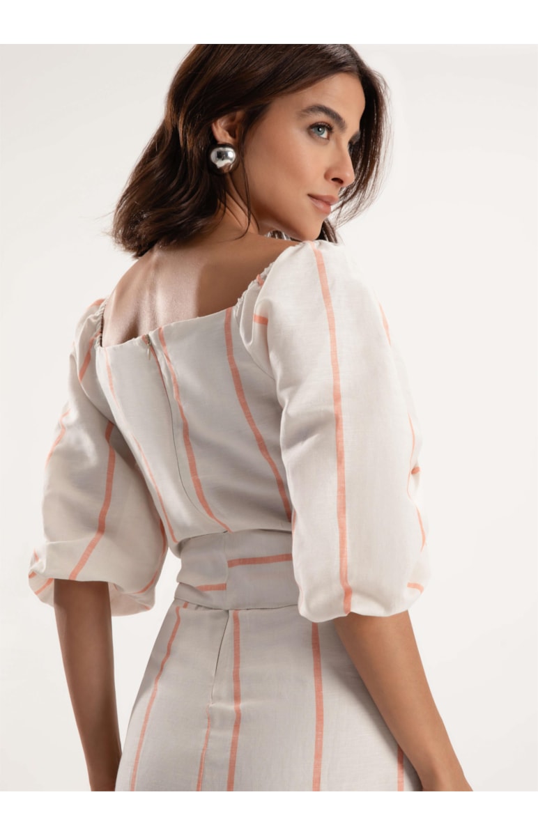 Vestido Linho Summer Stripes Natural