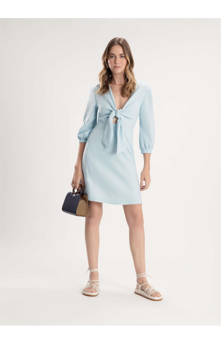 Vestido Linho Washed Azul Claro