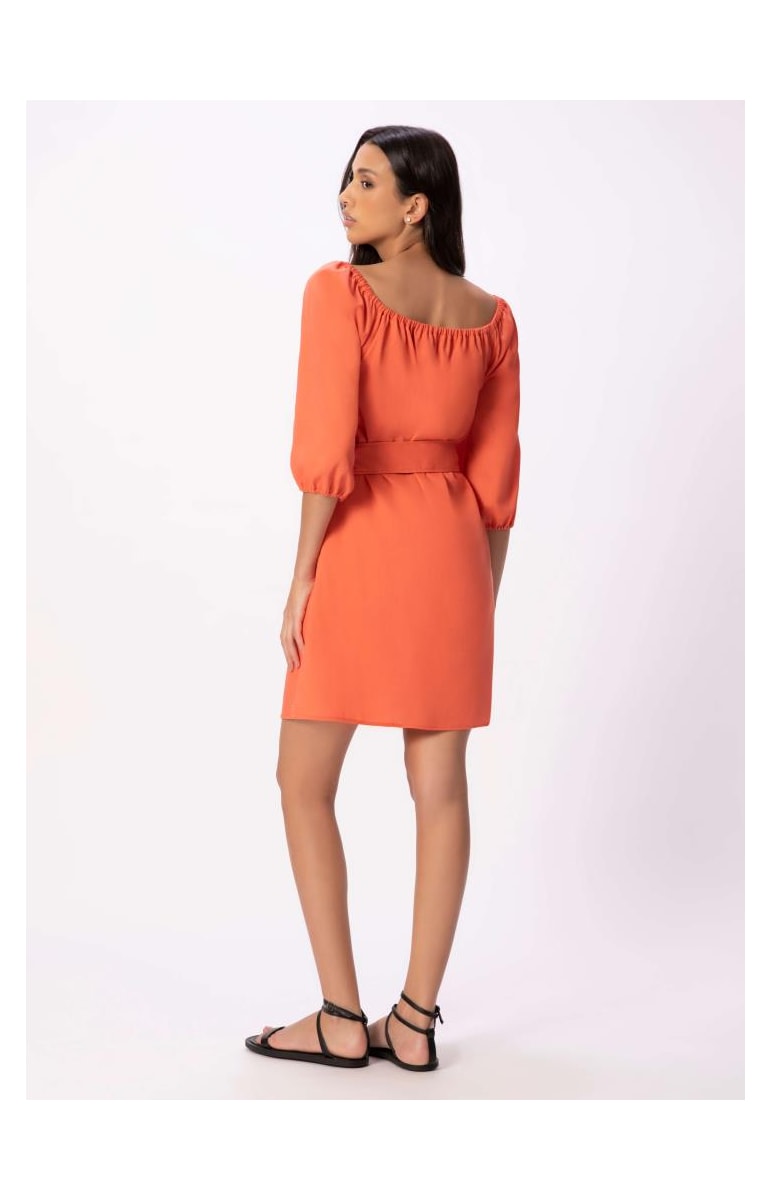 Vestido Linho Washed Plus Coral