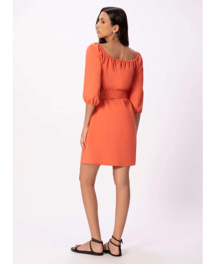 Vestido Linho Washed Plus Coral