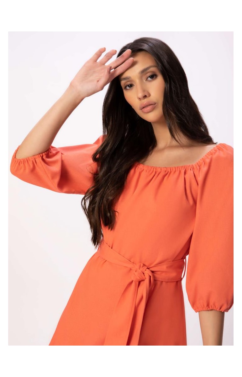 Vestido Linho Washed Plus Coral
