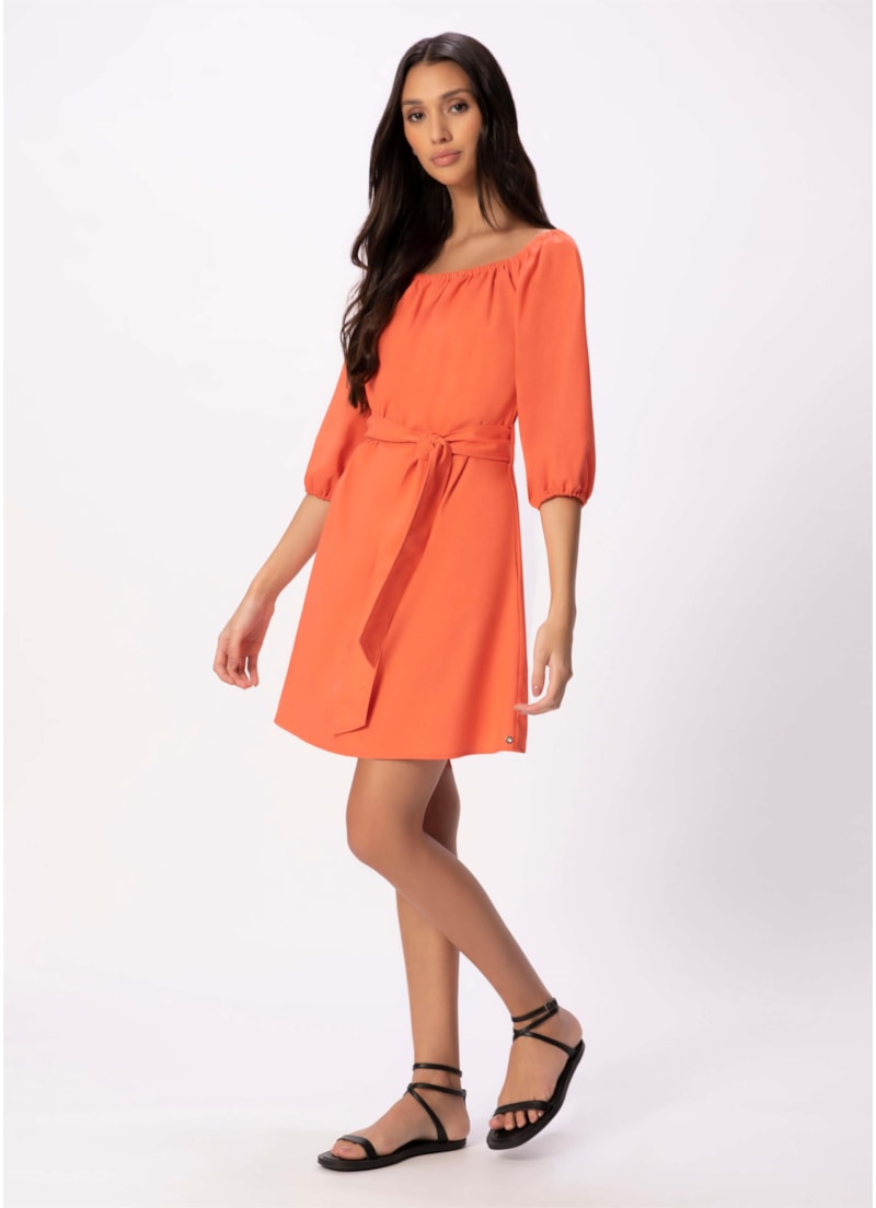 Vestido Linho Washed Plus Coral