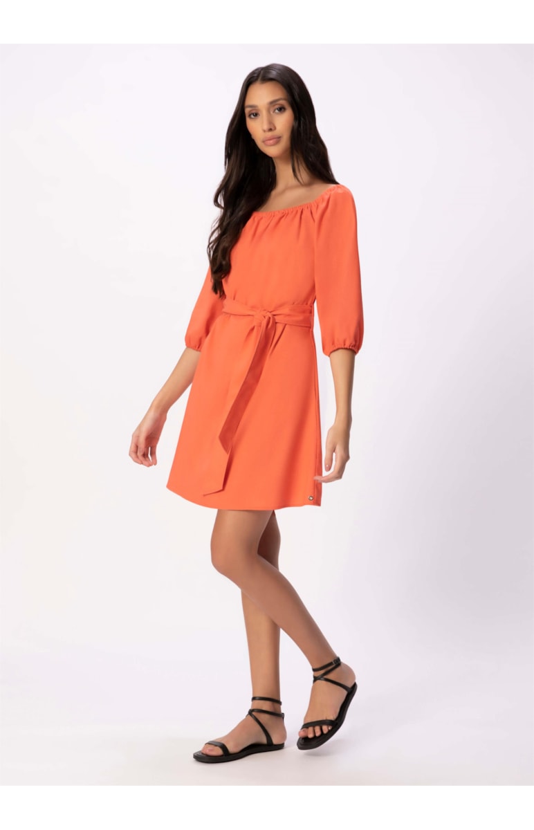 Vestido Linho Washed Plus Coral