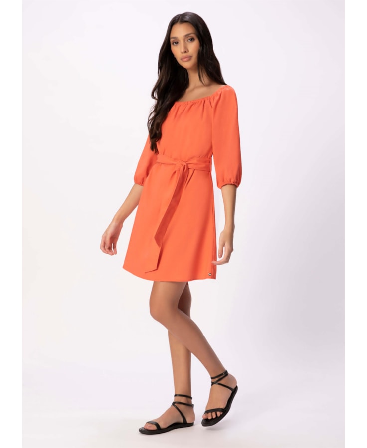 Vestido Linho Washed Plus Coral