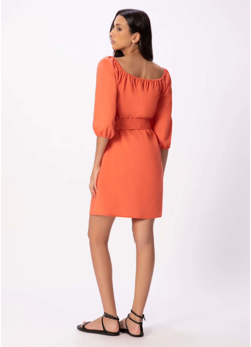 Vestido Linho Washed Plus Coral