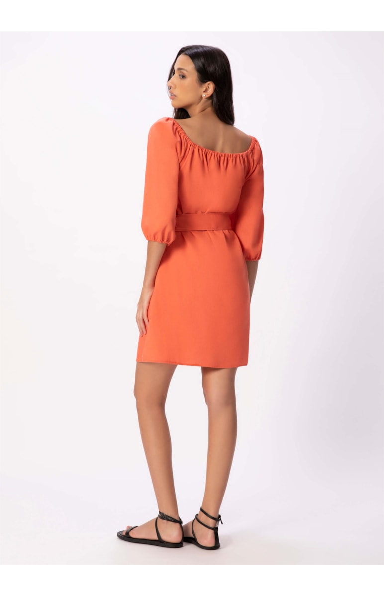 Vestido Linho Washed Plus Coral