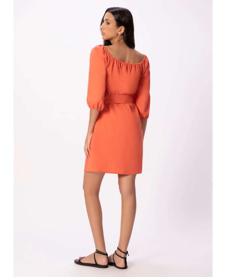 Vestido Linho Washed Plus Coral