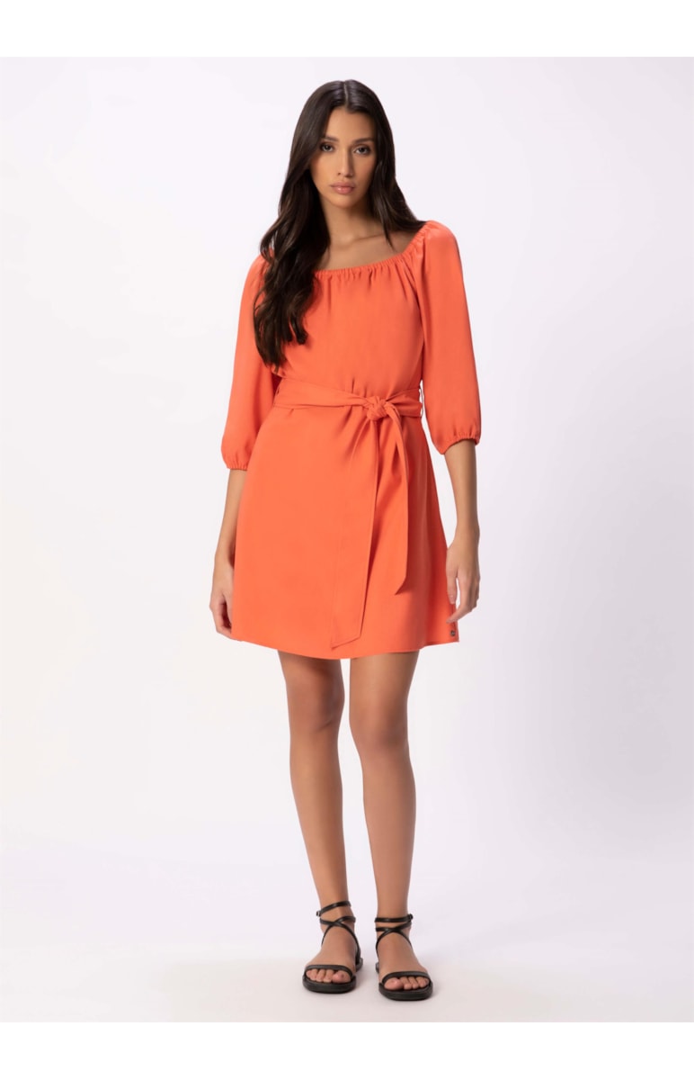 Vestido Linho Washed Plus Coral