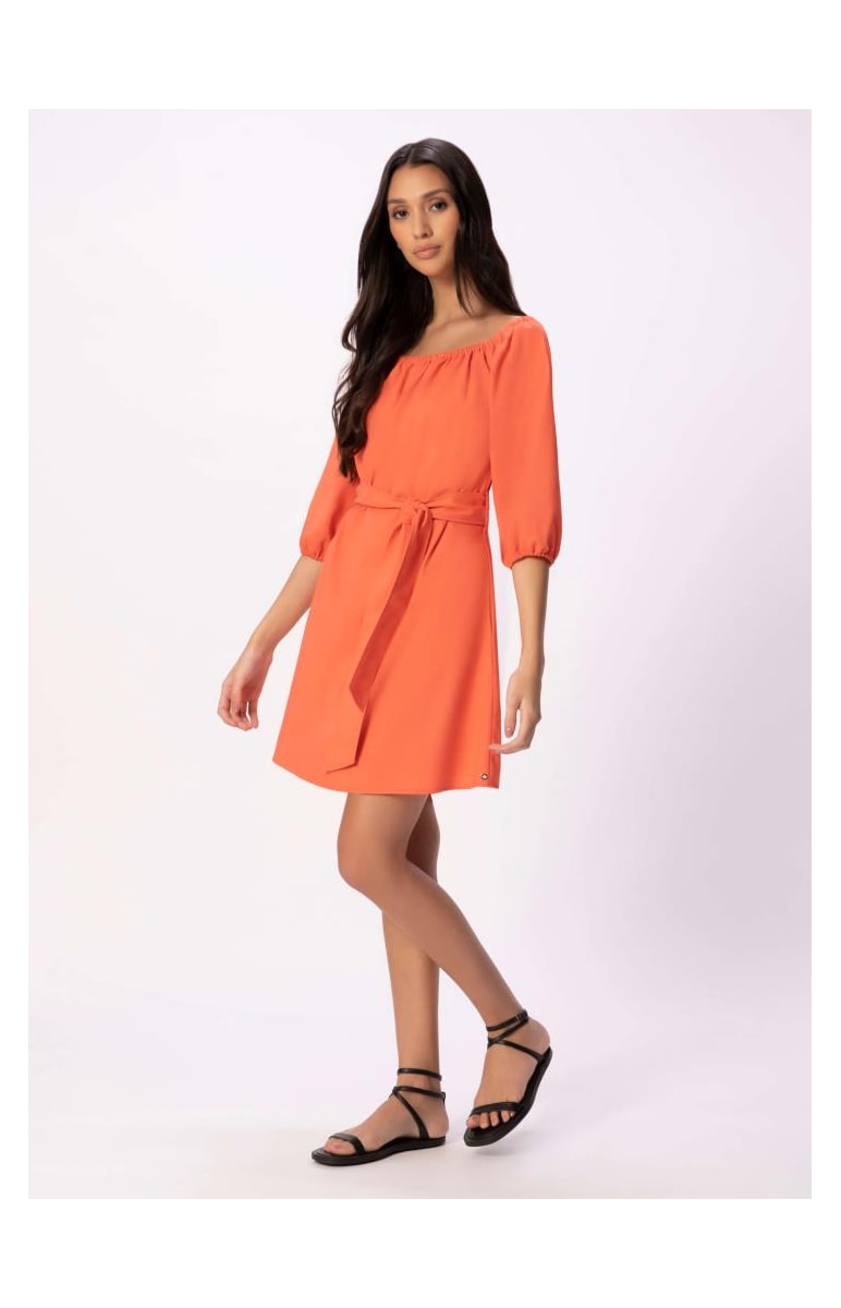 Vestido Linho Washed Plus Coral