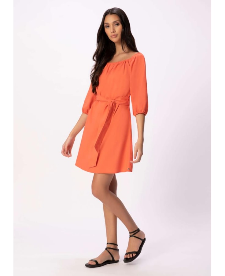 Vestido Linho Washed Plus Coral
