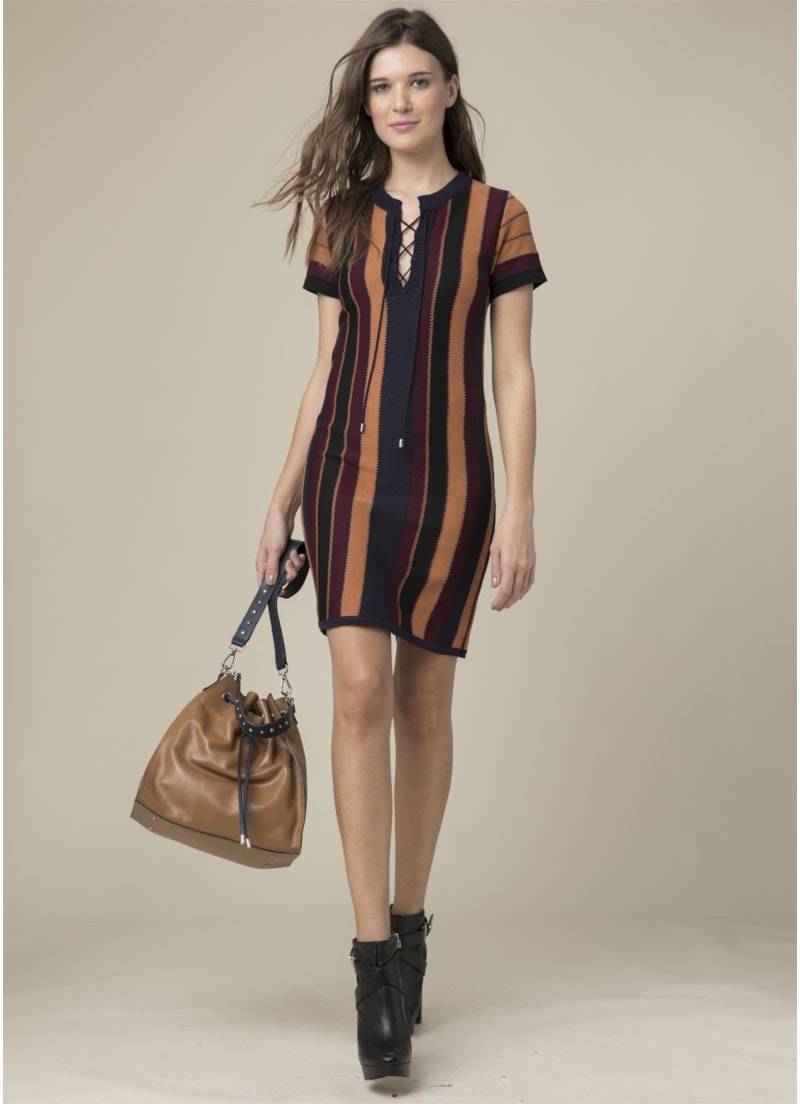 Vestido Listra Detalhe Zig Tabaco