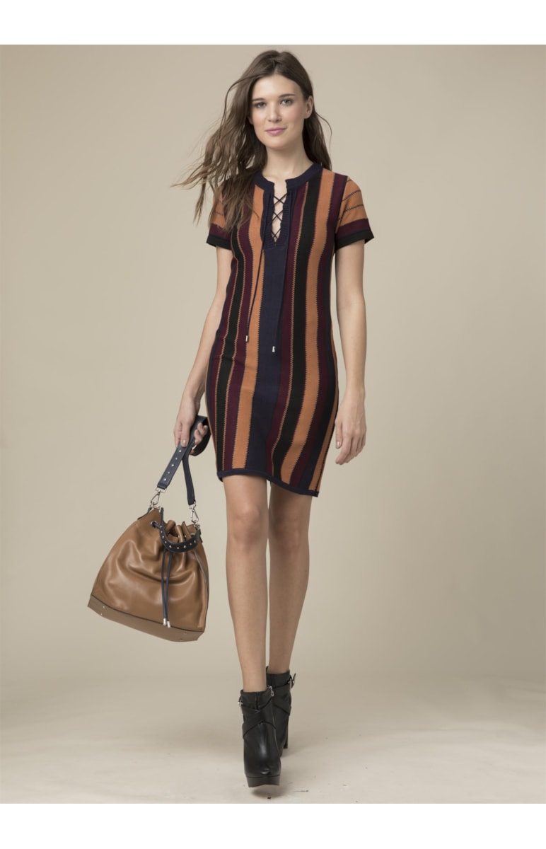 Vestido Listra Detalhe Zig Tabaco