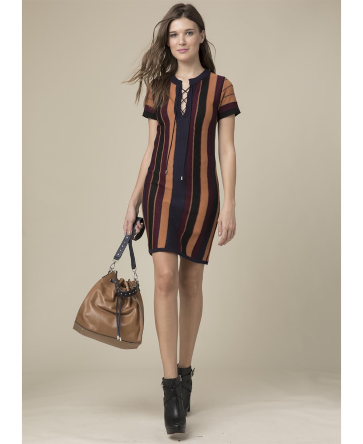 Vestido Listra Detalhe Zig Tabaco